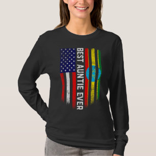 American Flag & Ethiopia Flag Best Auntie Ever Fam T-Shirt