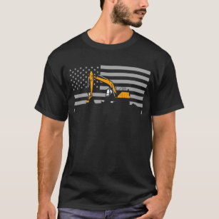 American Flag Excavator US Flag Construction T-Shirt