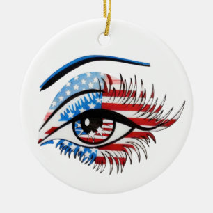 American flag eye,Patriotic Sublimation Clipart Ceramic Tree Decoration