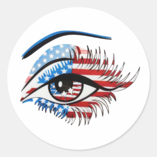 American flag eye,Patriotic Sublimation Clipart Classic Round Sticker