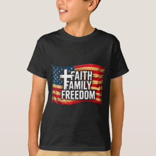 American Flag Faith Family Dom Christian  T-Shirt