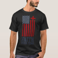 American Flag Faith Over Fear Cross Christmas Gift