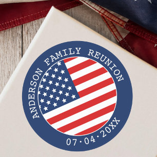 American Flag Family Gathering Classic Round Sticker