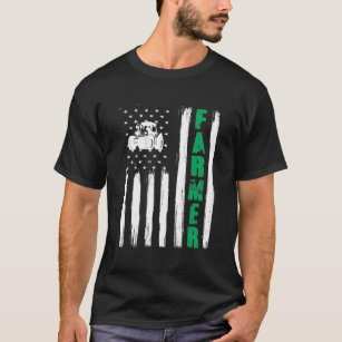 American Flag Farmer Tractor Patriotic US Proud T-Shirt