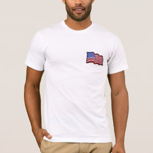 American Flag Faux Embroidered Patriotic T-Shirt
