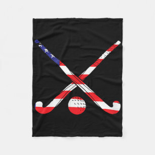 American Flag Field Hockey Patriot Usa Sports Play Fleece Blanket