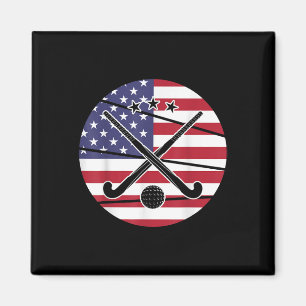 American Flag Field Hockey Player  Magnet