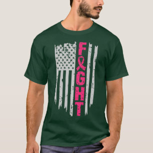 American Flag Fight Breast Survivor Breast Cancer T-Shirt