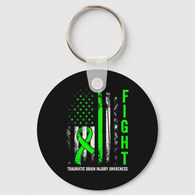 American flag fight traumatic brain injury key ring (Front)