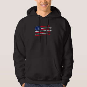 American Flag Fighter Jet 4th Ofjuly Patriotic Vet Hoodie