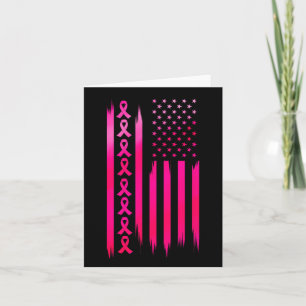American Flag Fighting Breast Cancer - Awareness Card