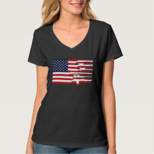 American Flag Firearms Weapons USA 4th of July T-Shirt