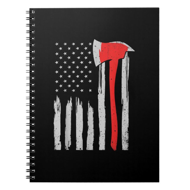 American Flag Firefighter Red Firefighter Notebook (Front)