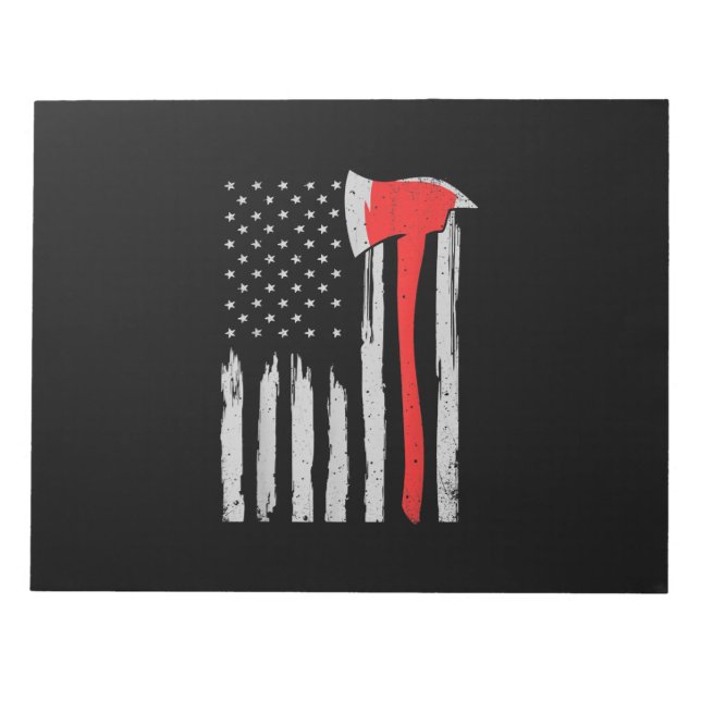 American Flag Firefighter Red Firefighter Notepad (Front)