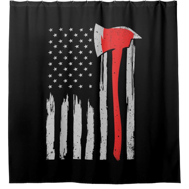 American Flag Firefighter Red Firefighter Shower Curtain (Front)