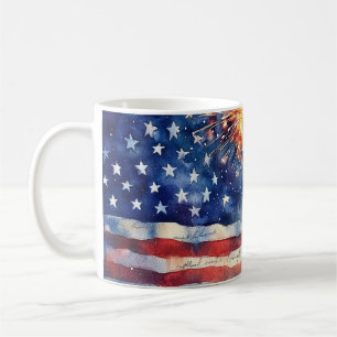 American flag. Fireworks.  Coffee Mug