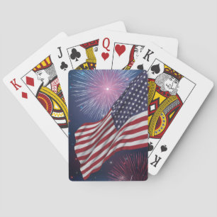 American Flag & Fireworks Playing Cards