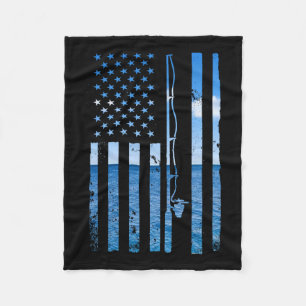 American Flag Fish Fisher Fisherman Funny B Fishin Fleece Blanket