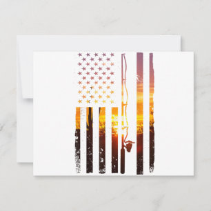 American Flag Fish Fisher Fisherman Funny Bass Fis Invitation