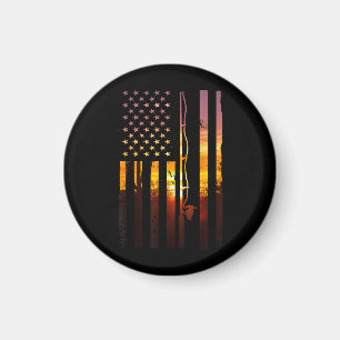 American Flag Fish Fisher Fisherman Funny Bass Fis Magnet