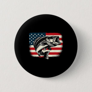 American Flag Fish Fishing Patriotic 6 Cm Round Badge