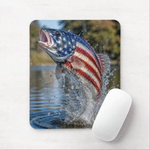 American Flag Fish Leaping out of Water Mouse Pad
