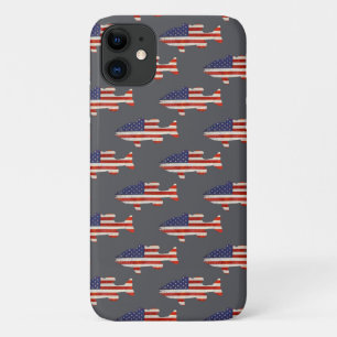 American flag fish on grey Case-Mate iPhone case