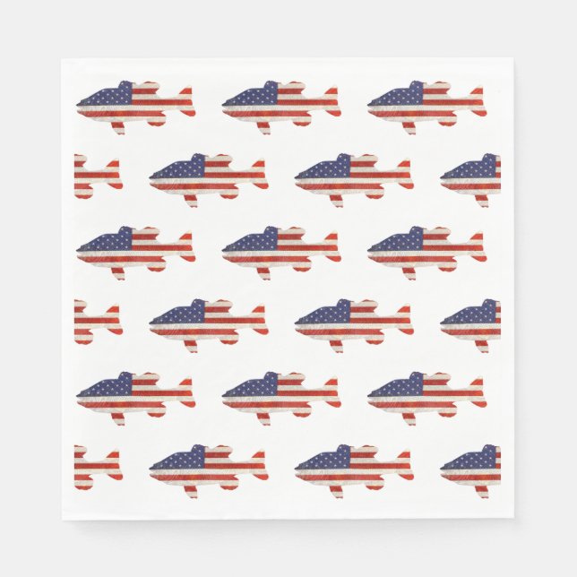 American Flag Fish On White Napkin (Front)