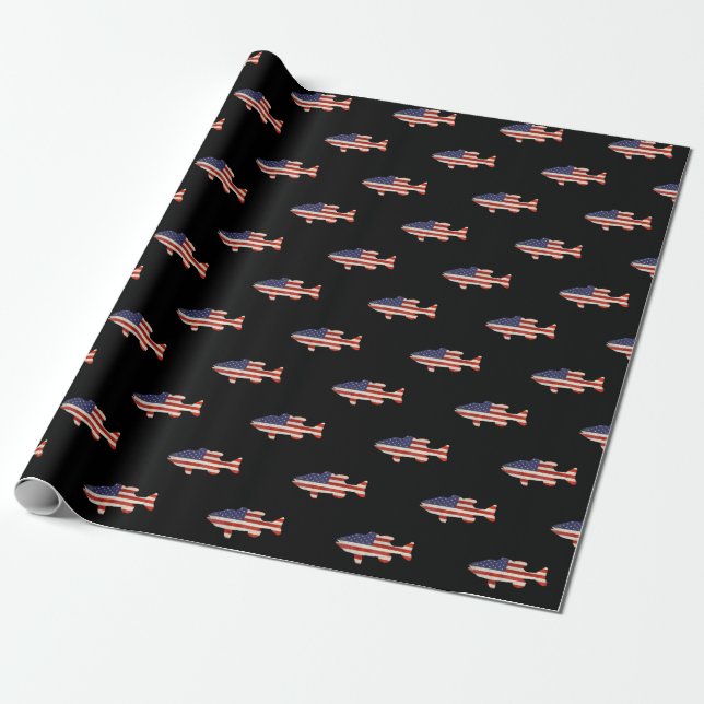 American Flag fish pattern Wrapping Paper (Unrolled)