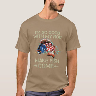 American Flag Fish RodFishing Lover Fisherman Gift T-Shirt