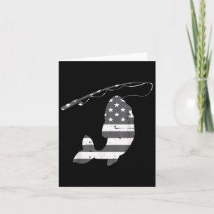 American Flag Fish Silhouette Vintage Fishing Patr Card