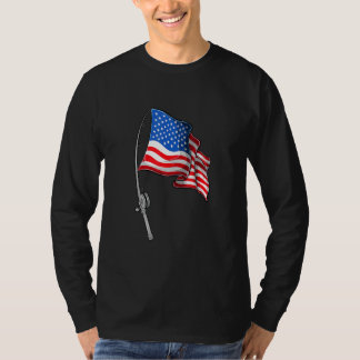 American Flag Fishing 4th Of July Patriotic Fisher T-Shirt