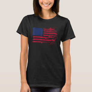 American Flag Fishing and Hunting Mens Dad Father' T-Shirt