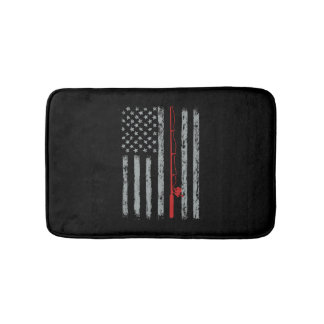 American Flag Fishing Bath Mat