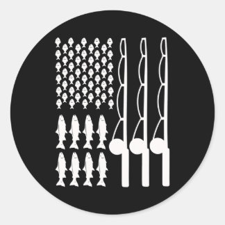 American flag fishing design for men women classic round sticker