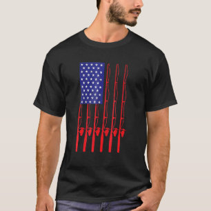 American Flag Fishing Flag Independence Day Father T-Shirt