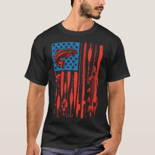American Flag Fishing Patriotic Design T-Shirt
