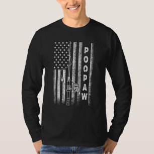 American Flag Fishing Poopaw T-Shirt