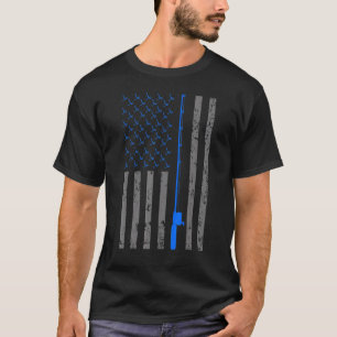 American Flag Fishing Retro Vintage Fishing Rod T-Shirt
