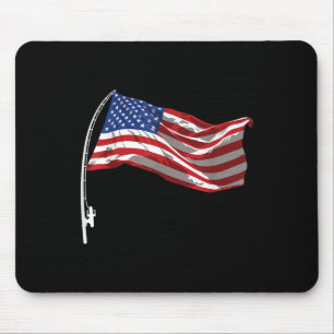 American Flag Fishing Rod 4th Of July Patriotic Fi Mouse Pad