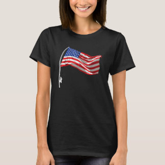 American Flag Fishing Rod 4th Of July Patriotic Fi T-Shirt