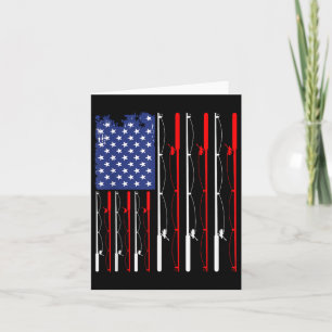 American Flag Fishing Rod Fishing Lover Card