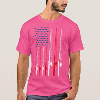 American Flag Fishing Rod Fishing Lover Funny Fish T-Shirt