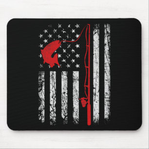 American Flag Fishing Rod Patriotic Fishing Gifts Mouse Pad