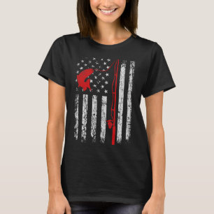 American Flag Fishing Rod Patriotic Fishing Gifts  T-Shirt