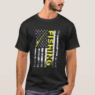 American Flag Fishing Rod Usa Patriotic 4th Of Jul T-Shirt