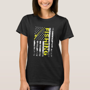 American Flag Fishing Rod Usa Patriotic 4th Of Jul T-Shirt