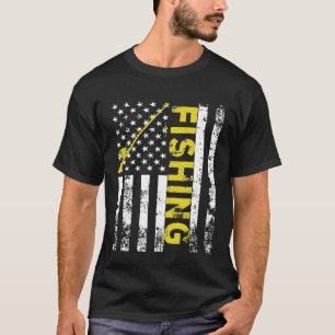 American Flag Fishing Rod USA Patriotic Gift T-Shirt