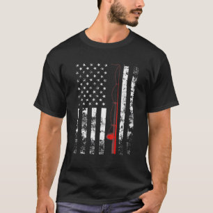 American Flag Fishing Rod USA Patriotic Gift T-Shirt