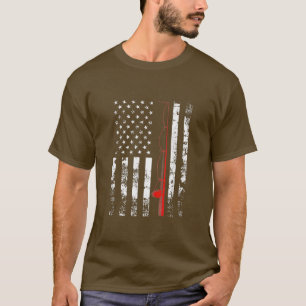 American Flag Fishing Rod USA Patriotic Gift  T-Shirt